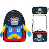 Famebag Famebag-Ümit Çanta Lisanslı Robot Okul Sırt Çantası -Beslenme ve Kalemlik Çantası Seti - Renkli