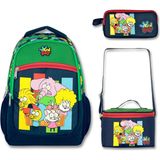 Famebag Kral Şakir Arkadaşlar Ilk ve Ortaöğretim Okul Çantası Beslenme Çantası ve Kalem Çantası Seti - 3BP-Yeşil