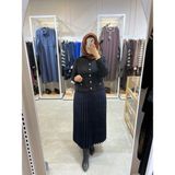 Famelin Piliseli Lacivert Kadın Etek - 46