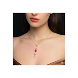 Famemus Accessory Kırmızı Oniks & Kristal Damla Uzun Kolye