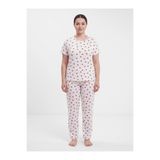 FAMES PİJAMA Büyük Beden Kadın Kalp Desen Yazlık Pijama Takımı