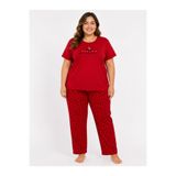 FAMES PİJAMA Büyük Beden Kadın Yazlık Kısa Kol Awesome Kırmızı Pijama Takımı