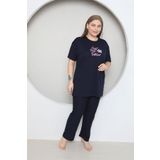 FAMES PİJAMA BÜYÜK BEDEN LİKRALI RİNG VİSKON KISA KOL YAZLIK PİJAMA TAKIM