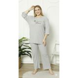 FAMES PİJAMA Gri Büyük Beden Kadın Pijama Takımı Inspire