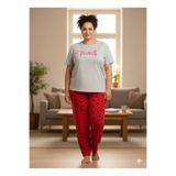 FAMES PİJAMA Kadın Büyük Beden Kısa Kol Yazlık Pijama Takım