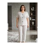 FAMES PİJAMA KADIN DESENLİ YAZLIK LİKRALI FİYONKLU BÜYÜK BEDEN PİJAMA TAKIM