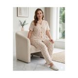 fameshomewear ÇİÇEKLİ YAZLIK LİKRALI DESENLİ KADIN FİTİLLİ PİJAMA TAKIM