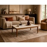 Fami Home Cordoba Modern Krem Ceviz Orta Sehpa Ahşap Salon Sehpası - Krem-Ceviz