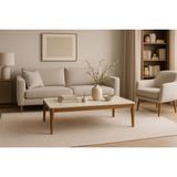 Fami Home | Cordoba Modern Orta Sehpa Ahşap Salon Sehpası - Krem-Ceviz