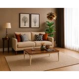 Fami Home Lodos Ceviz Gold Detaylı Modern Orta Sehpa Krem Ahşap Salon Sehpası - Ceviz-Krem