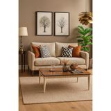 Fami Home | Lodos Gold Detaylı Modern Orta Sehpa Ahşap Salon Sehpası - Ceviz-Krem