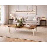 Fami Home Maya Gold Detaylı Meşe Modern Orta Sehpa Krem Ahşap Salon Sehpası - Meşe-Krem - 33MYA0002-MSKM