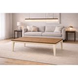 Fami Home | Maya Gold Detaylı Modern Orta Sehpa Ahşap Salon Sehpası - Meşe-Krem - 33MYA0002-MSKM