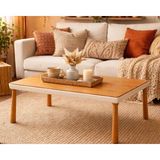Fami Home Milan Meşe Modern Krem Ahşap Ayaklı Orta Sehpa - Meşe-Krem