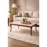Fami Home | Pesaro Orta Sehpa Ahşap Ayaklı Modern- Avangard Salon Sehpası - Traverten-Ceviz - 33PSR0002-TNCZ