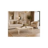 Fami Home Rossa Krem Orta Sehpa Ahşap Ayaklı Modern Salon Sehpası