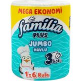 Familia Jumbo Kağıt Havlu 3 Katlı 1=6 Rulo Ultra Emici ve Dayanıklı Kağıt Özelliği