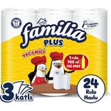 Familia Plus 24 Rulo Yağ Emici Kağıt Havlu 3 Katlı (6 Rulo x 4 Paket) Ultra Emici ve Dayanıklı