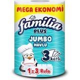 Familia Plus Jumbo Kağıt Havlu Rulo 1 Rulo 3 Katlı Dayanıklı ve Ultra Emici Mutfak Kullanımı İçin - Beyaz