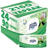 Familia Yeşilin Tazeliği 24x90 Yaprak Plastik Kapaklı Islak Havlu Mendil
