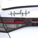 Family Aile Kalp Nabız Sticker 30cm Siyah Renk