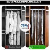 Family Co. Askılı Vakumlu Saklama Poşetleri, Yerden Tasarruf Sağlayan, Giysiler, Takım Elbiseler, Montlar Veya Ceketler Için, Şeffaf ve Yeniden Kullanılabilir Dolap Düzenleyici 70X140 cm - 140 x 70 cm