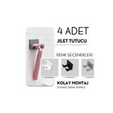 Famira Trading Yapışkanlı Jilet Tutucu 4’lü – Banyo ve Duş İçin Duvar Askısı, Düzenleyici Askı
