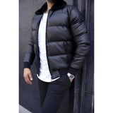 Famoda Erkek Kürklü Yaka Şişme Mont - Siyah - 2XL