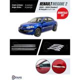 Fams Otomotiv Renault Megane 2 Krom Aksesuar Seti 2002-2009 2 Parça Paslanmaz Çelik Sedan (Cam Çıtası + Kapı Kolu)