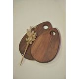 Famwood Art Damla Model 2'li Kesme Sunum Doğrama Tahtası, Servis Tabağı %100 Çam Ağacı
