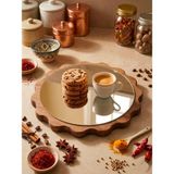 Famwood Art Famwoodart Büyük Boy Gümüş Papatya Ahşap Sunumluk ,supla ,nihale ,kahvelik ,pasta ve Kek Standı,aynalı %100 Çam