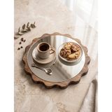 Famwood Art Famwoodart Büyük Boy Gümüş Papatya Ahşap Sunumluk ,supla ,nihale ,kahvelik ,pasta ve Kek Standı,aynalı %100 Çam