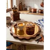 Famwoodart Büyük Boy Gold Papatya Ahşap Sunumluk ,supla ,nihale ,kahvelik ,pasta ve Kek Standı,aynalı %100 Çam