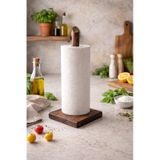 Famwoodart Kare Doğal Ahşap Kağıt Havluluk , Rulo Kağıt Havluluk %100 Çam 11x11x27 Cm Ceviz Kahverengi