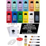 Fanart 12X75 ml Akrilik Boya Seti 1 Adet 25X35 Tuval 140 ml Parlak Vernik Palet Su Kabı 2-4-6-8 Fırça - Beyaz