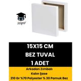 Fanart 15X15 cm Bez Tuval Arkadan Zımbalı Tuval Kalın Şase 210 gr %70 Polyester % 30 Pamuk Bez - Beyaz