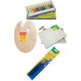 Fanart Guaj Boya Seti 12x12 Ml, 25x35 Tuval, Fırça Seti, 20x30 Mdf Oval Palet