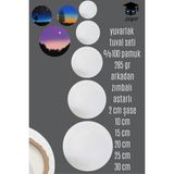 Fanart Yuvarlak Tuval Seti %100 Pamuk 285 gr Arkadan Zımbalı Astarlı 2 cm Şase 5 Adet - Beyaz
