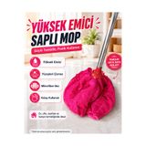 Fanatik Saplı Mikrofiber Havlu Mop Yüksek Emici Çizmez Yıkanabilir Paspas + 120 cm Metal Sap