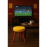 Fanatik Welsoft Kumaş Gürgen Ahşap 3 Ayaklı Konforlu Modern Taraftar Taburesi Fan Pufu Takım Oturağı - Sarı - Kırmızı