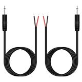 Fancasee (2 Paket 6 ft Yedek 3,5 mm Erkek Fiş Çıplak Kablo Açık Uçlu TS 2 Kutuplu Mono 1/8 inç 3,5 mm Fiş Jak Konektörü Ses Kablosu Onarımı
