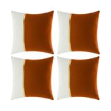 Fancy Homi 4 Paket Sonbahar Dekoratif Kırlent Kılıfları 45 x 45 cm Oturma Odası Kanepe Yatak için, Sert Turuncu ve Beyaz Kadife Yama İşi Altın Deri, Lüks Ev Dekoru Kare Yastık Kılıfı 45 x 45 cm