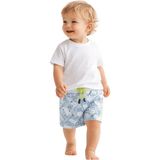 Fancy Kids Antalya Erkek Bebek Şort Friends Baskılı Bağcıklı Yazlık Pamuklu Şort 9-24 Ay - Beyaz - Mavi - 2 Yaş