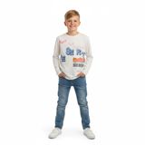 Fancy Kids Antalya Erkek Çocuk Baskılı Bej Sweatshirt Uzun Kollu%100 Pamuk