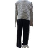 Fancy Kids Antalya Kız Çocuk Alt Üst Takım – Çizgili Bluz & Şeritli Tayt | Siyah-Krem - Krem - Siyah - 10 - 11 Yaş