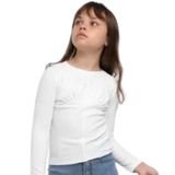 Fancy Kids Antalya Kız Çocuk Beyaz Uzun Kollu Kaşkorse Bluz – Esnek Rahat Kumaş (Beyaz, 9 Yaş)