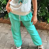 Fancy Kids Antalya Kız Çocuk Pantolon - Selena Modeli, Cepli ve Bağcıklı,%100 Pamuk (Yeşil, 13 Yaş)