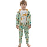 Fancy Kids Erkek Çocuk Leopard Desenli Pijama Takımı - 3 Parça (Kapüşonlu Üst, Uzun Kollu T-Shirt, Büzgülü Alt) - %100 Pamuk - 2 - 3 Yaş