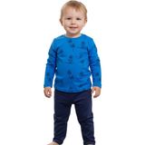 Fancy Kids Erkek Çocuk Mavi Pamuklu Pijama Takımı Palmiye Desenli Esnek Kumaş - 3 - 4 Yaş - Lacivert