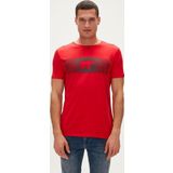 Fancy T-Shirt Crimson Red Kırmızı 3D Baskılı Bisiklet Yaka Erkek Tişört